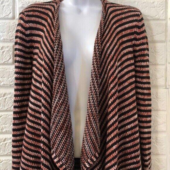 Volcom waterfall rust black striped Open Front cardigan Women’s Size S Small - Picture 3 of 5
